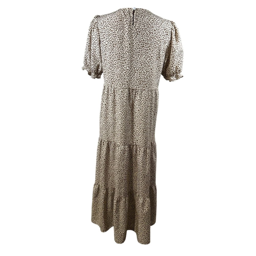 PRETTYGARDEN Maxi Dress S Brown and Cream Leopard Print - Picture 3 of 7